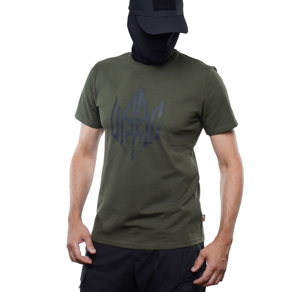 T-shirt UATAC with large UATAC print (trident) Khaki