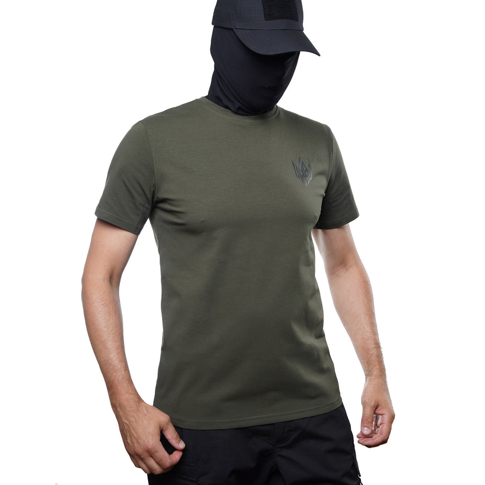 T-shirt UATAC with small UATAC print (trident) Khaki