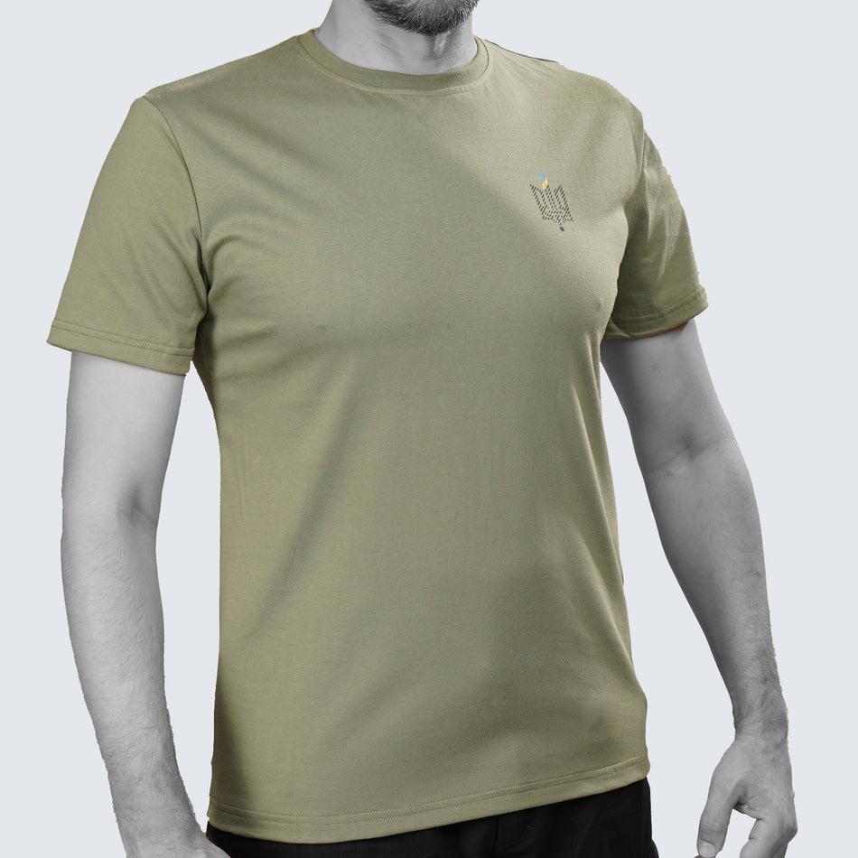 UATAC Summer T-Shirt 95/5 Khaki with Trident print