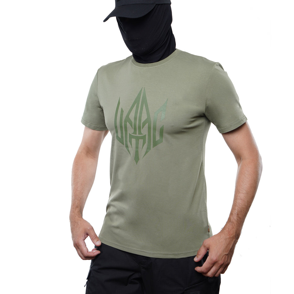 T-shirt UATAC with large UATAC print (trident) Khaki